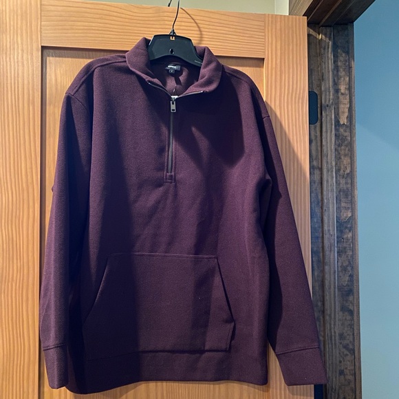 Express Men’s Maroon Fleece Quarter Zip Jacket NWT - Picture 1 of 7